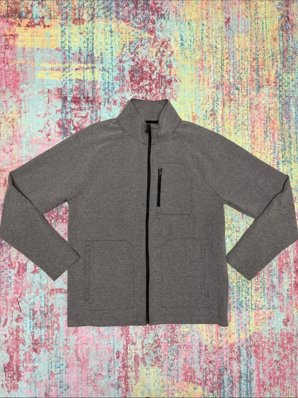 Banana Republic Men's Heather Gray Lightweight Full-Zip Jacket